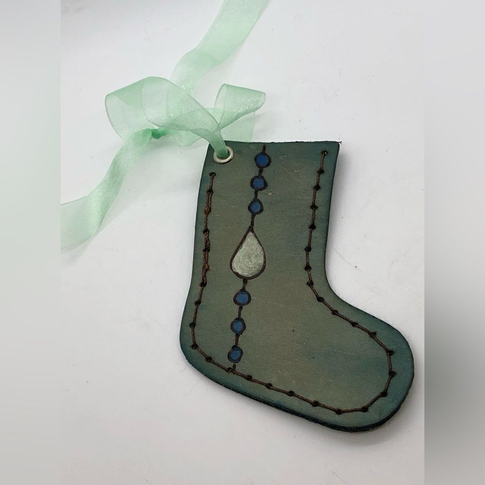 Limited Edition Signed Numbered Leather Christmas Stocking Ornament